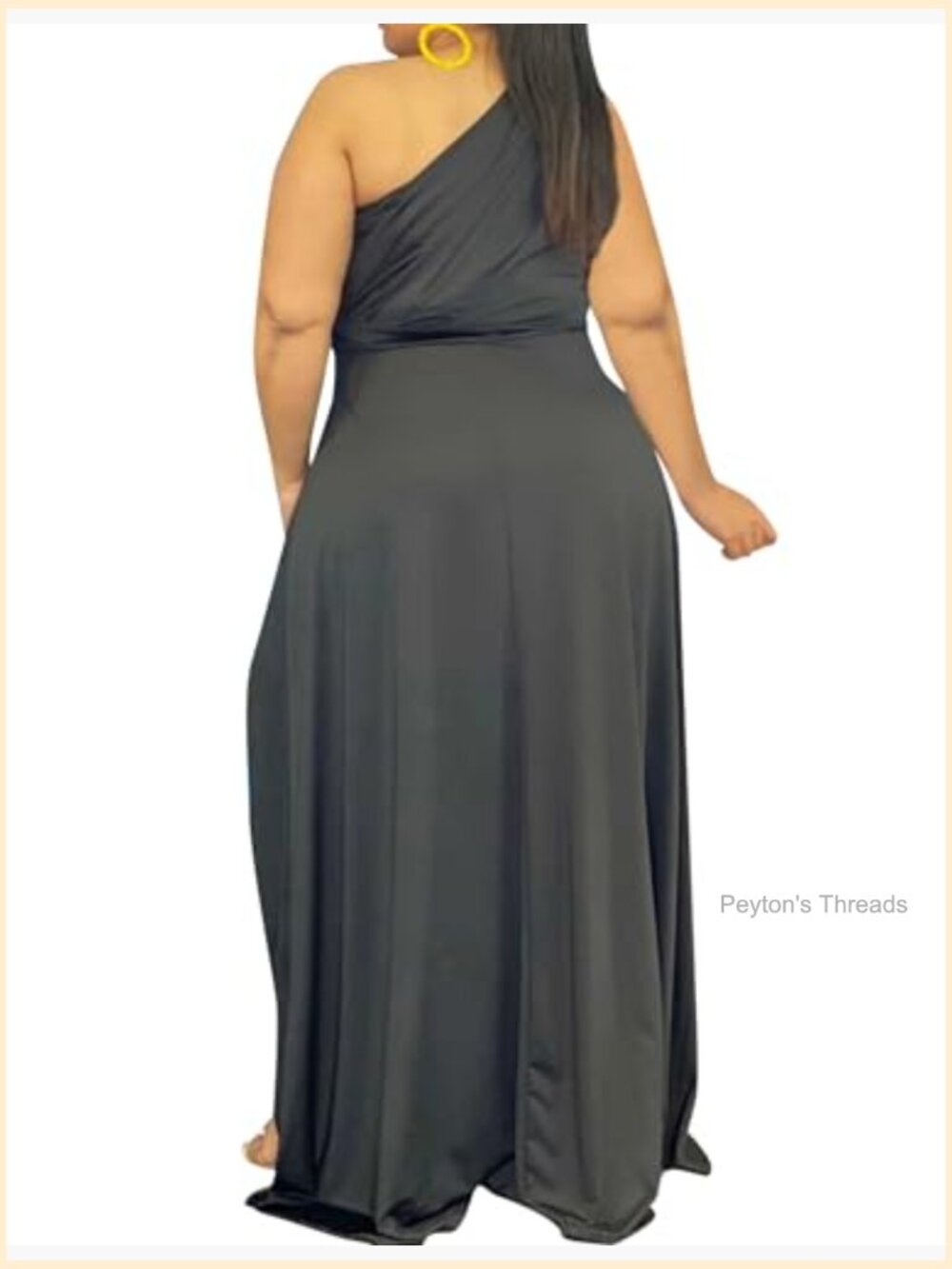 Plus Size One Shoulder Maxi Dress High Low Flowy Cocktail - Picture 2 of 7